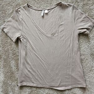 Beige V-Neck Women's Top